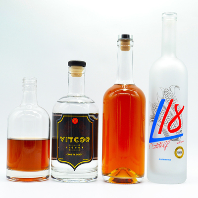 375ml 700ml 750ml Водка Виски Ликер Стеклянная бутылка с индивидуальным дизайном и поверхностью мороза
