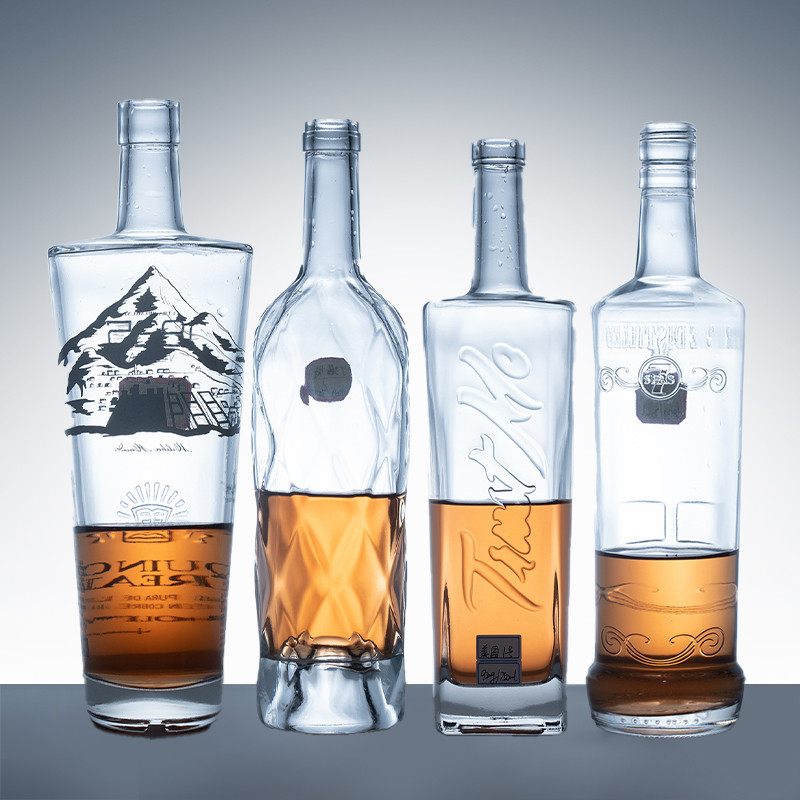 375ml 500ml 700ml 750ml 1000ml Жин Виски Стеклянные бутылки для экрановой печати водки