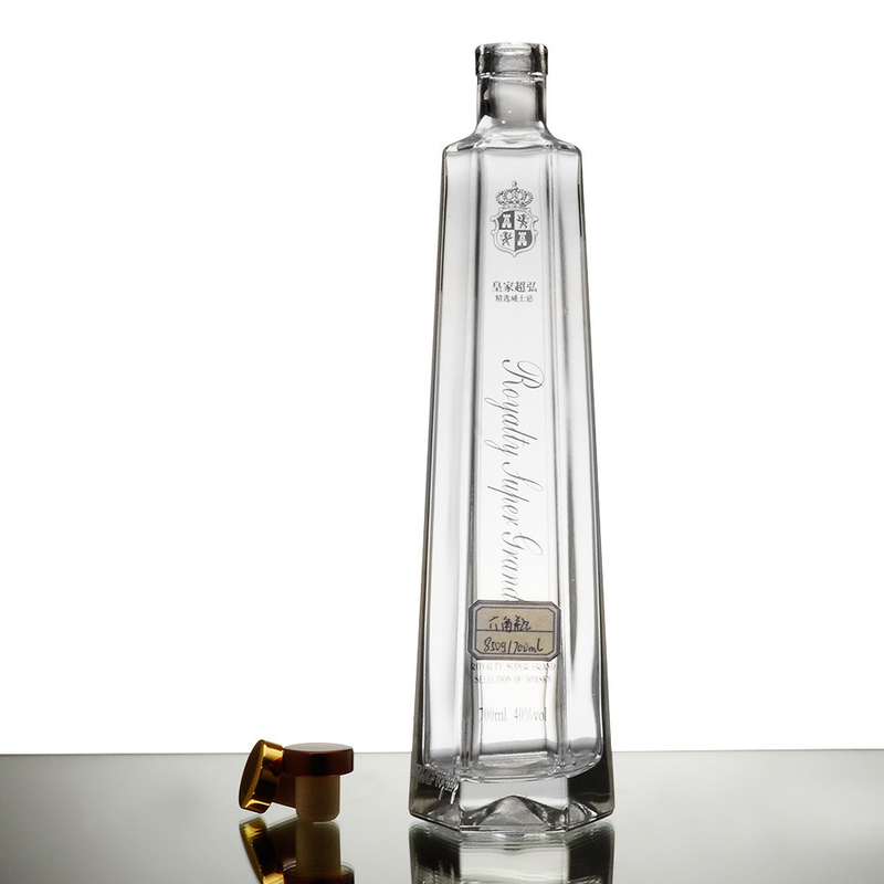 500ml 700ml 750ml Круглая пустая стеклянная бутылка с пробкой из стеклянного материала Super Flint