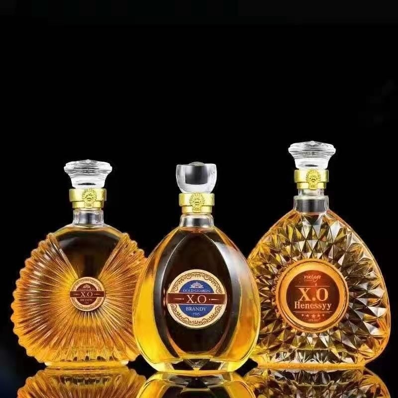 Декальный 700ml 1000ml печатный винт крышка Прозрачная и замороженная плоская бутылка кофе Стеклянная бутылка для ликера